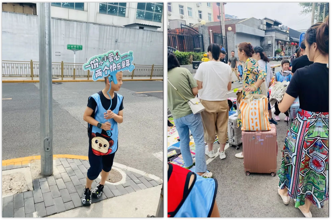 在地铁站附近“揽客”的彬彬以及拎着行李箱过来的旅客.png